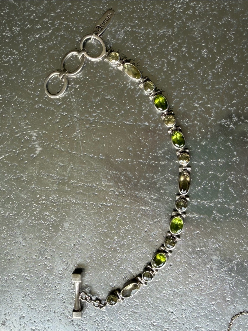 Sterling Silver Peridot Link Bracelet - Green